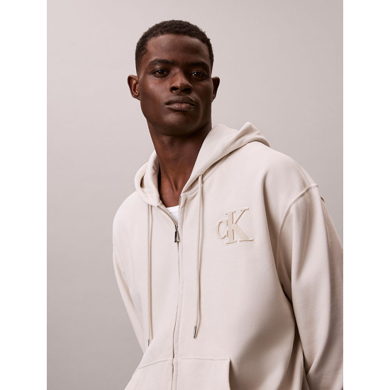 Calvin Klein Ανδρική ζακέτα Velvet Monogram Zip Thru Hoodie